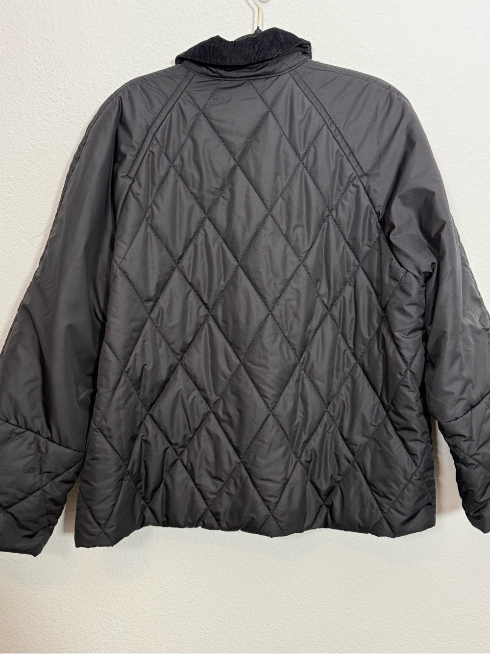 Barbour Quilted Jacket Black Gold Snap Corduroy Collar Tartan Lined Coat - Picture 3 of 9